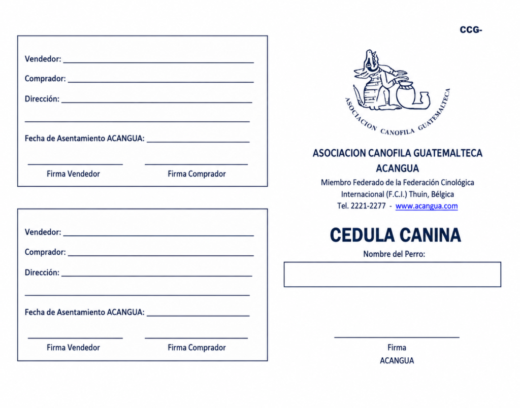 Cedula Canina Acangua